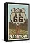 Barstow, California - Route 66 - Letterpress-Lantern Press-Framed Stretched Canvas