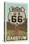 Barstow, California - Route 66 - Letterpress-Lantern Press-Stretched Canvas