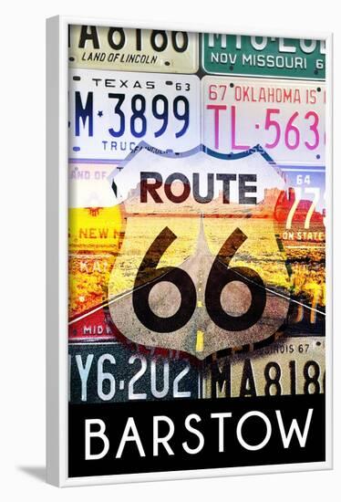 Barstow, California - Route 66 License Plates-Lantern Press-Framed Art Print