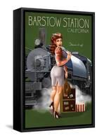 Barstow Station, California - Locomotive Pinup Girl Railroad Trip-Lantern Press-Framed Stretched Canvas