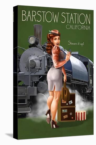 Barstow Station, California - Locomotive Pinup Girl Railroad Trip-Lantern Press-Stretched Canvas