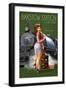 Barstow Station, California - Locomotive Pinup Girl Railroad Trip-Lantern Press-Framed Art Print