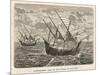 Bartholomew Diaz Portuguese Navigator Sails to the Cape-A. Fieg-Mounted Art Print