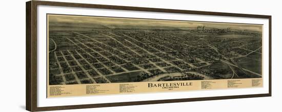 Bartlesville, Oklahoma - Panoramic Map-Lantern Press-Framed Premium Giclee Print