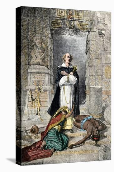 Bartolome De Las Casas Protecting the Aztecs from Spanish Conquerors-null-Stretched Canvas