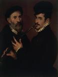 Double Portrait with a Cornet Player (Doppio Ritratto Con Suonatore Di Cornetto)-Bartolomeo Passarotti or Passerotti-Mounted Giclee Print