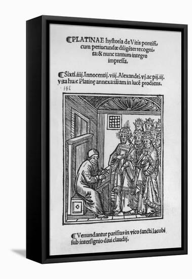 Bartolommeo De' Sacchi (Platina) Writing 'Historia De Vitis Pontificum Romanorum', 1505-null-Framed Stretched Canvas