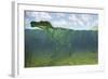 Baryonyx Swimming Amongst Some Lepidotes Fish-null-Framed Art Print