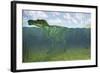 Baryonyx Swimming Amongst Some Lepidotes Fish-null-Framed Art Print