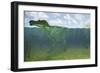 Baryonyx Swimming Amongst Some Lepidotes Fish-null-Framed Art Print