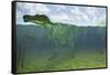 Baryonyx Swimming Amongst Some Lepidotes Fish-null-Framed Stretched Canvas