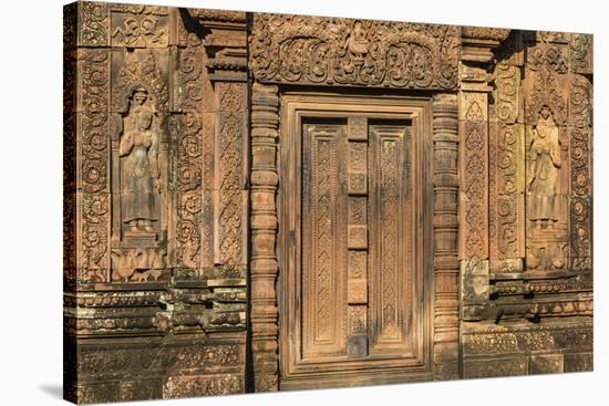 Bas-Relief at Banteay Srei Temple in Angkor-Michael Nolan-Stretched Canvas