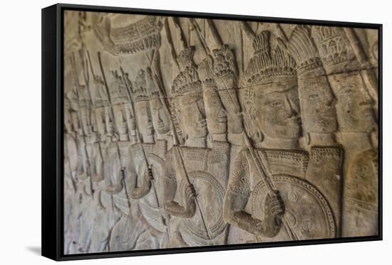 Bas-Relief Carvings, Angkor Wat, Angkor, UNESCO World Heritage Site, Siem Reap, Cambodia, Indochina-Michael Nolan-Framed Stretched Canvas
