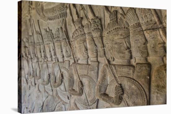 Bas-Relief Carvings, Angkor Wat, Angkor, UNESCO World Heritage Site, Siem Reap, Cambodia, Indochina-Michael Nolan-Stretched Canvas