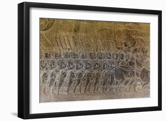 Bas-Relief Carvings, Angkor Wat, Angkor, UNESCO World Heritage Site, Siem Reap, Cambodia, Indochina-Michael Nolan-Framed Photographic Print