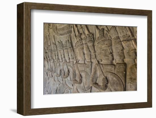 Bas-Relief Carvings, Angkor Wat, Angkor, UNESCO World Heritage Site, Siem Reap, Cambodia, Indochina-Michael Nolan-Framed Photographic Print