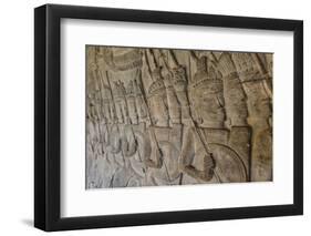 Bas-Relief Carvings, Angkor Wat, Angkor, UNESCO World Heritage Site, Siem Reap, Cambodia, Indochina-Michael Nolan-Framed Photographic Print
