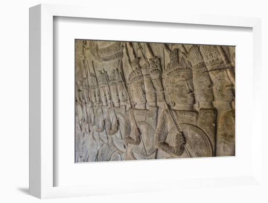 Bas-Relief Carvings, Angkor Wat, Angkor, UNESCO World Heritage Site, Siem Reap, Cambodia, Indochina-Michael Nolan-Framed Photographic Print