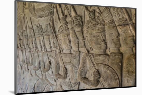 Bas-Relief Carvings, Angkor Wat, Angkor, UNESCO World Heritage Site, Siem Reap, Cambodia, Indochina-Michael Nolan-Mounted Photographic Print