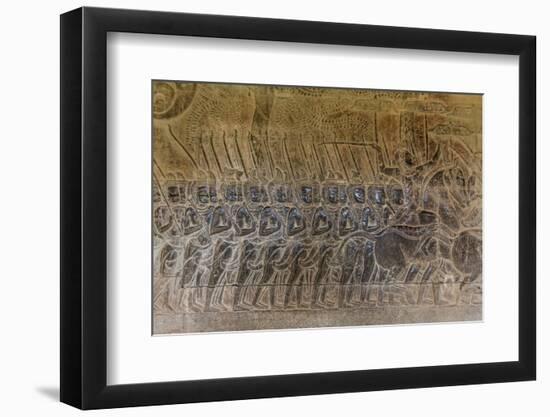 Bas-Relief Carvings, Angkor Wat, Angkor, UNESCO World Heritage Site, Siem Reap, Cambodia, Indochina-Michael Nolan-Framed Photographic Print