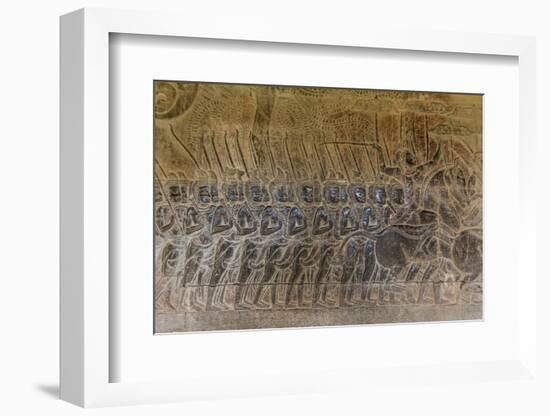 Bas-Relief Carvings, Angkor Wat, Angkor, UNESCO World Heritage Site, Siem Reap, Cambodia, Indochina-Michael Nolan-Framed Photographic Print