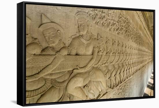 Bas-Relief Carvings from the Churning of the Sea of Milk Myth-Michael Nolan-Framed Stretched Canvas