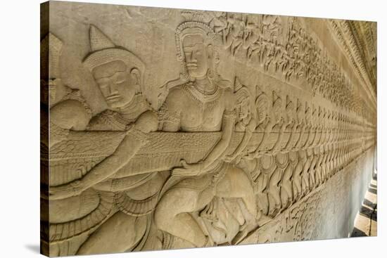 Bas-Relief Carvings from the Churning of the Sea of Milk Myth-Michael Nolan-Stretched Canvas