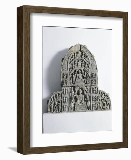 Bas-Relief Depicting Scenes of the Life of Buddha, Gandhara Period-null-Framed Giclee Print