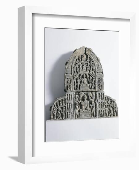 Bas-Relief Depicting Scenes of the Life of Buddha, Gandhara Period-null-Framed Giclee Print