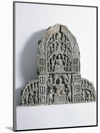 Bas-Relief Depicting Scenes of the Life of Buddha, Gandhara Period-null-Mounted Giclee Print