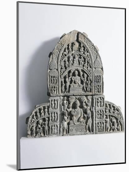 Bas-Relief Depicting Scenes of the Life of Buddha, Gandhara Period-null-Mounted Giclee Print