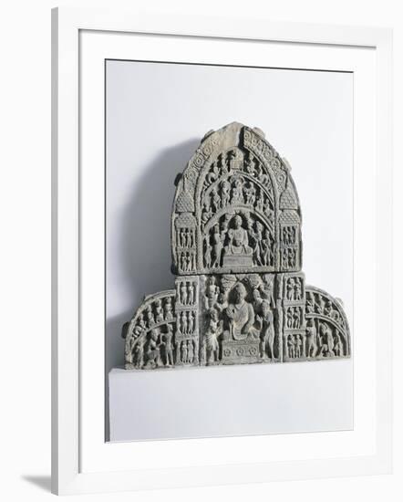 Bas-Relief Depicting Scenes of the Life of Buddha, Gandhara Period-null-Framed Giclee Print