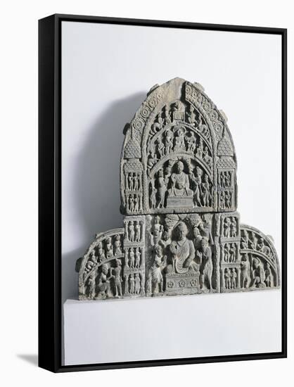 Bas-Relief Depicting Scenes of the Life of Buddha, Gandhara Period-null-Framed Stretched Canvas