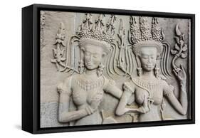 Bas-Relief Frieze at Angkor Wat-Michael Nolan-Framed Stretched Canvas