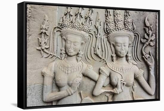 Bas-Relief Frieze at Angkor Wat-Michael Nolan-Framed Stretched Canvas