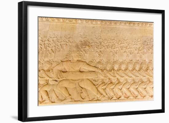 Bas-Relief Frieze at Angkor Wat-Michael Nolan-Framed Photographic Print