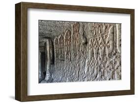 Bas-relief in interior of 4th century Geghard Monastery, UNESCO World Heritage Site, Kotayk Provinc-G&M Therin-Weise-Framed Photographic Print