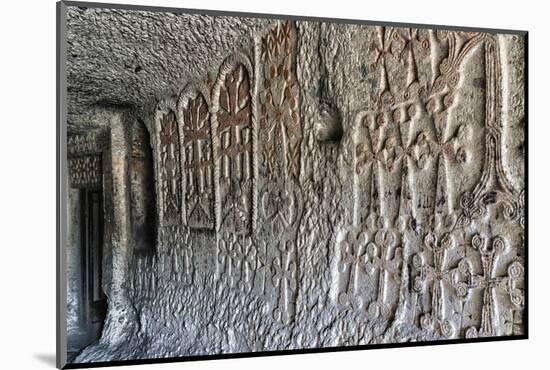 Bas-relief in interior of 4th century Geghard Monastery, UNESCO World Heritage Site, Kotayk Provinc-G&M Therin-Weise-Mounted Photographic Print