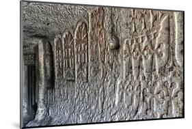 Bas-relief in interior of 4th century Geghard Monastery, UNESCO World Heritage Site, Kotayk Provinc-G&M Therin-Weise-Mounted Photographic Print