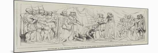 Bas-Relief in the Prince's Chamber, House of Lords, Queen Elizabeth Knighting Sir Francis Drake-null-Mounted Giclee Print