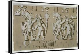 Bas Relief of Ancient Aztec Warriors-D.k. Bonatti-Framed Stretched Canvas