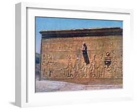 Bas-Relief of Cleopatra, Caesarion, Temple of Hathor, Dendara in Egypt, 20th Century-null-Framed Giclee Print