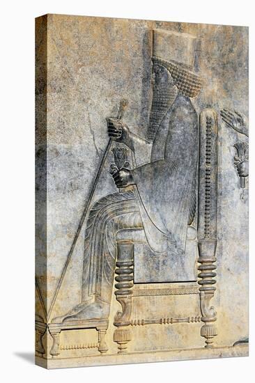 Bas-Relief of Hearing of King Darius I Sitting on Throne, Treasure Room, Persepolis-null-Stretched Canvas