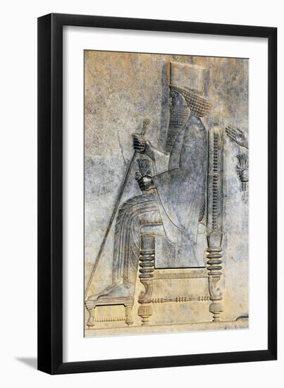 Bas-Relief of Hearing of King Darius I Sitting on Throne, Treasure Room, Persepolis-null-Framed Photographic Print