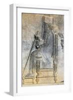 Bas-Relief of Hearing of King Darius I Sitting on Throne, Treasure Room, Persepolis-null-Framed Photographic Print