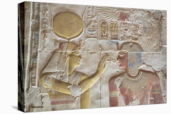 Bas-Relief of Pharaoh Seti I on Right with the Goddess Hathor on Left-Richard Maschmeyer-Stretched Canvas