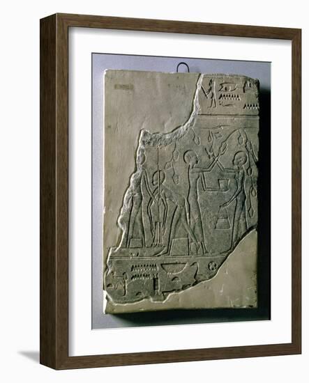 Bas Relief of Priestesses Gathering Grapes, 26th-30th Dynasty-Late Period Egyptian-Framed Giclee Print