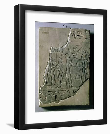 Bas Relief of Priestesses Gathering Grapes, 26th-30th Dynasty-Late Period Egyptian-Framed Giclee Print