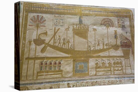 Bas-Relief of Sacred Barque Boat, Temple of Seti I, Abydos, Egypt, North Africa, Africa-Richard Maschmeyer-Stretched Canvas