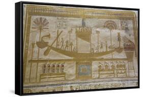 Bas-Relief of Sacred Barque Boat, Temple of Seti I, Abydos, Egypt, North Africa, Africa-Richard Maschmeyer-Framed Stretched Canvas